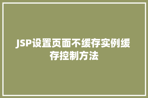JSP设置页面不缓存实例缓存控制方法