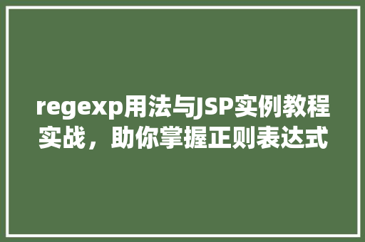 regexp用法与JSP实例教程实战，助你掌握正则表达式在JSP中的应用