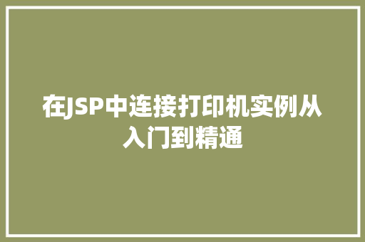 在JSP中连接打印机实例从入门到精通