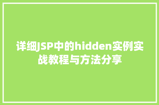 详细JSP中的hidden实例实战教程与方法分享
