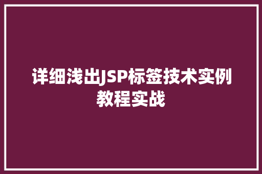 详细浅出JSP标签技术实例教程实战