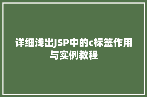 详细浅出JSP中的c标签作用与实例教程
