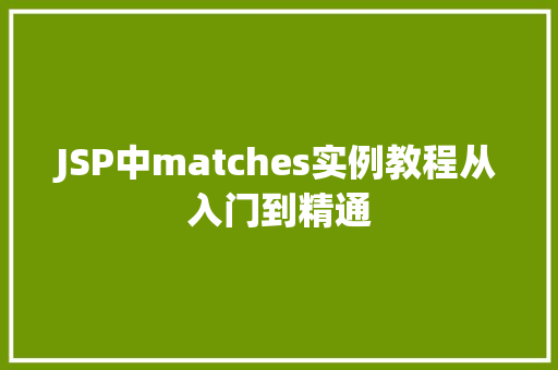 JSP中matches实例教程从入门到精通