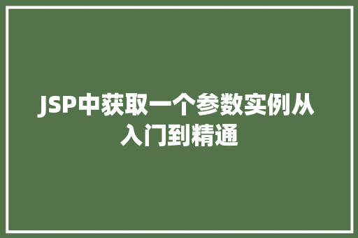 JSP中获取一个参数实例从入门到精通