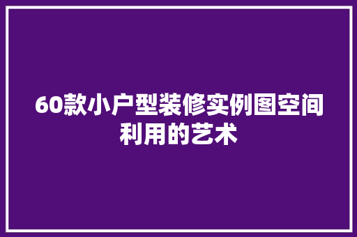 60款小户型装修实例图空间利用的艺术
