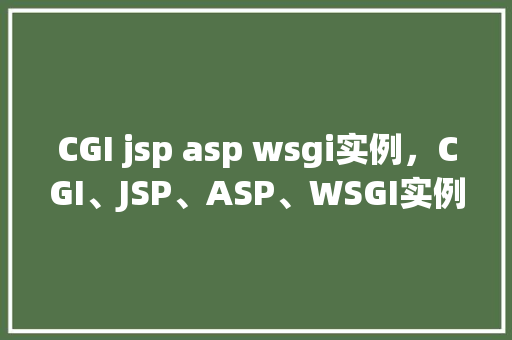 CGI jsp asp wsgi实例，CGI、JSP、ASP、WSGI实例介绍：跨平台技术应用展示