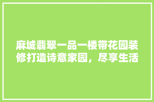 麻城翡翠一品一楼带花园装修打造诗意家园，尽享生活之美