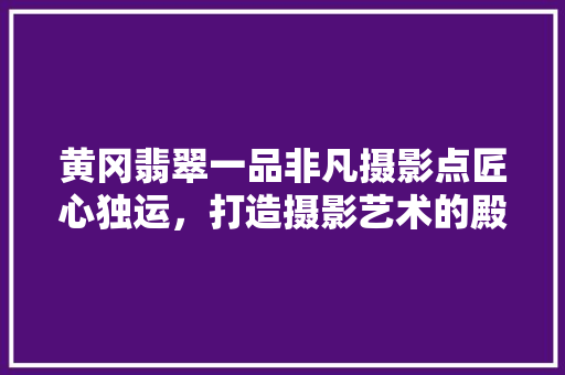 黄冈翡翠一品非凡摄影点匠心独运，打造摄影艺术的殿堂