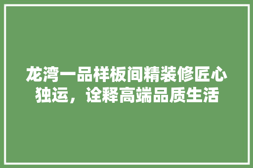 龙湾一品样板间精装修匠心独运，诠释高端品质生活