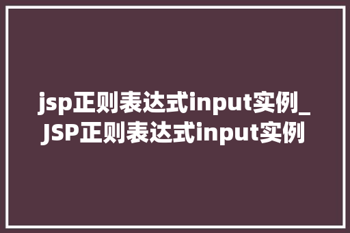 jsp正则表达式input实例_JSP正则表达式input实例实战与方法分享