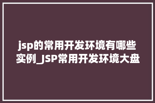 jsp的常用开发环境有哪些实例_JSP常用开发环境大盘点实例与选择指南