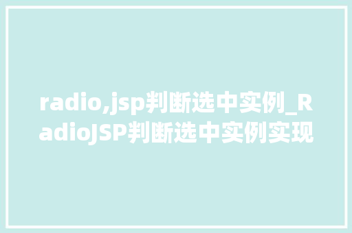 radio,jsp判断选中实例_RadioJSP判断选中实例实现高效的前端交互体验