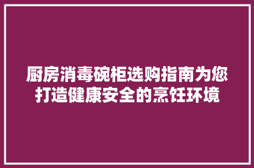 厨房消毒碗柜选购指南为您打造健康安全的烹饪环境