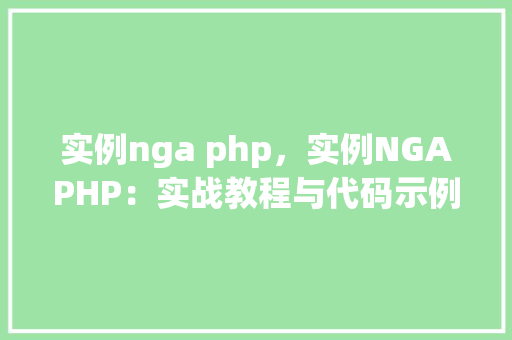 实例nga php，实例NGAPHP：实战教程与代码示例