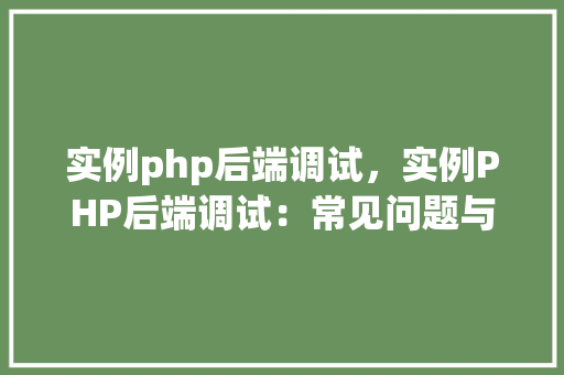 实例php后端调试,实例PHP后端调试:常见问题与解决方法