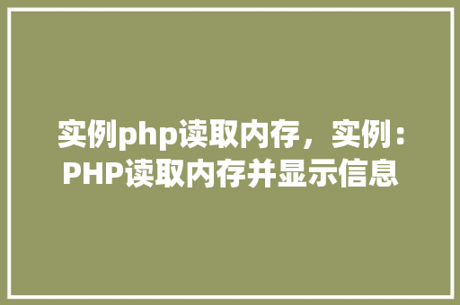 实例php读取内存，实例：PHP读取内存并显示信息  第1张