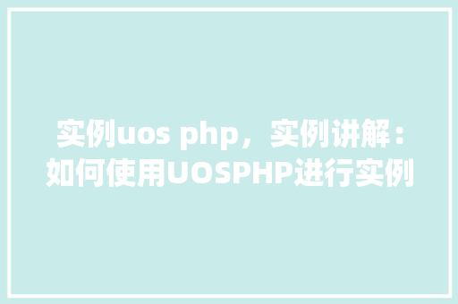 实例uos php，实例讲解：如何使用UOSPHP进行实例操作