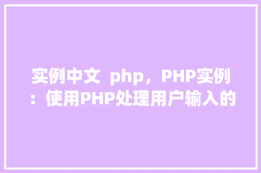 实例中文  php，PHP实例：使用PHP处理用户输入的简单示例