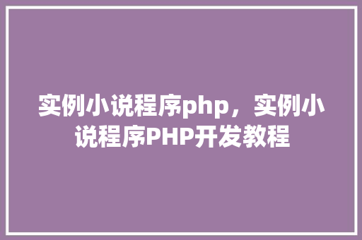 实例小说程序php，实例小说程序PHP开发教程