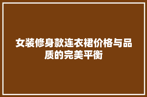 女装修身款连衣裙价格与品质的完美平衡