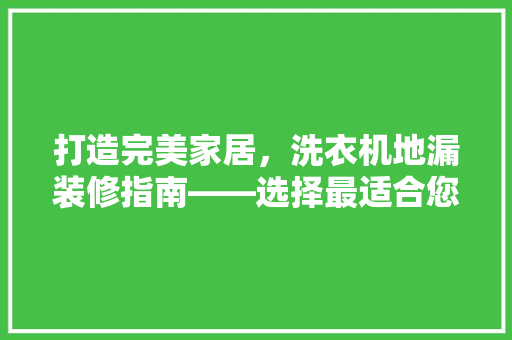 打造完美家居，洗衣机地漏装修指南——选择最适合您的地漏产品
