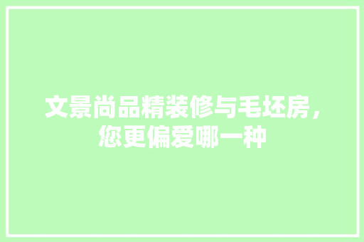 文景尚品精装修与毛坯房，您更偏爱哪一种
