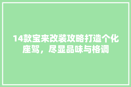 14款宝来改装攻略打造个化座驾，尽显品味与格调