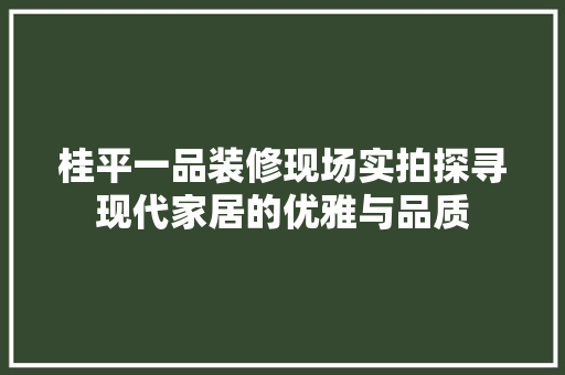 桂平一品装修现场实拍探寻现代家居的优雅与品质