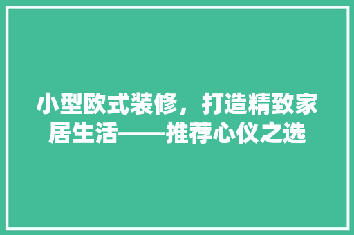 小型欧式装修，打造精致家居生活——推荐心仪之选