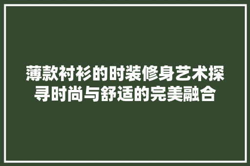 薄款衬衫的时装修身艺术探寻时尚与舒适的完美融合