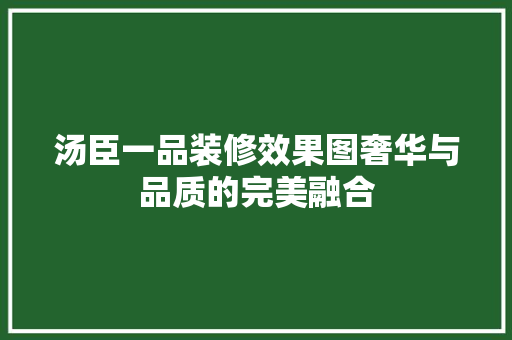汤臣一品装修效果图奢华与品质的完美融合