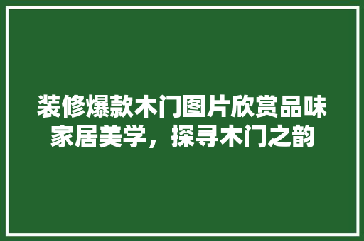装修爆款木门图片欣赏品味家居美学，探寻木门之韵