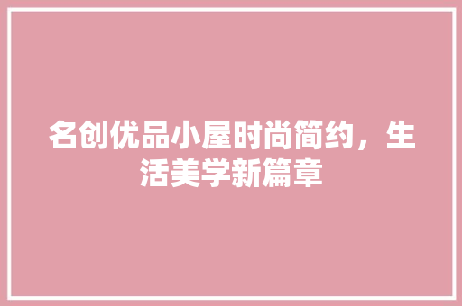 名创优品小屋时尚简约，生活美学新篇章
