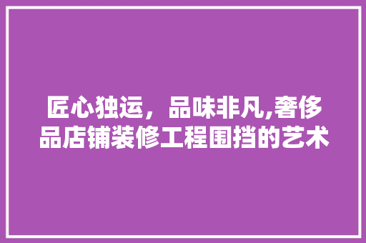 匠心独运，品味非凡,奢侈品店铺装修工程围挡的艺术与智慧