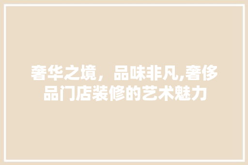 奢华之境，品味非凡,奢侈品门店装修的艺术魅力