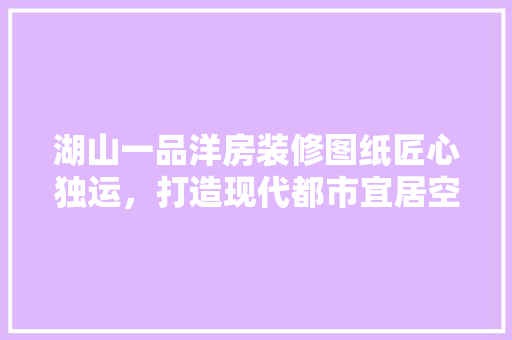 湖山一品洋房装修图纸匠心独运，打造现代都市宜居空间