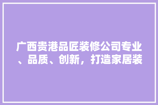 广西贵港品匠装修公司专业、品质、创新，打造家居装修新标杆