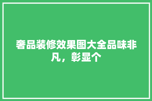 奢品装修效果图大全品味非凡，彰显个