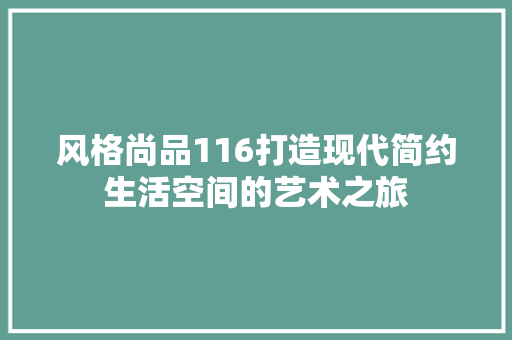 风格尚品116打造现代简约生活空间的艺术之旅