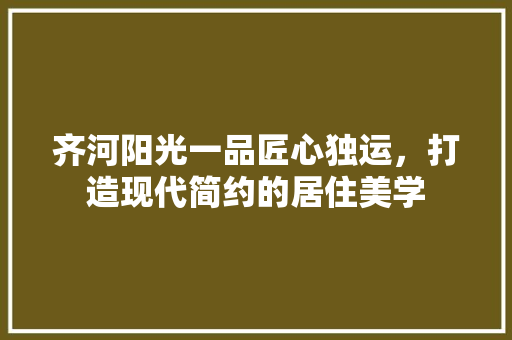 齐河阳光一品匠心独运，打造现代简约的居住美学  第1张