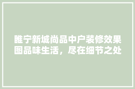 睢宁新城尚品中户装修效果图品味生活，尽在细节之处