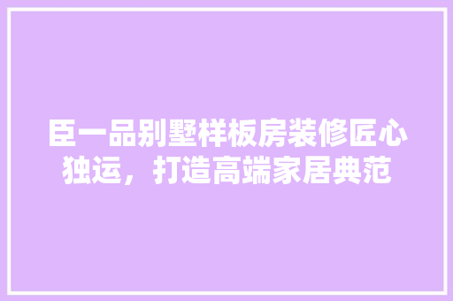 臣一品别墅样板房装修匠心独运,打造高端家居典范