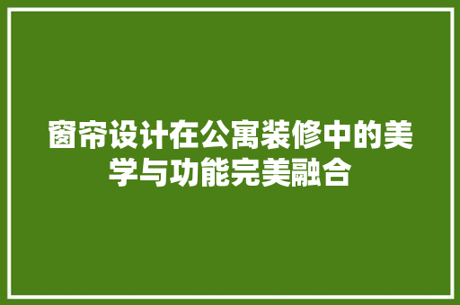 窗帘设计在公寓装修中的美学与功能完美融合