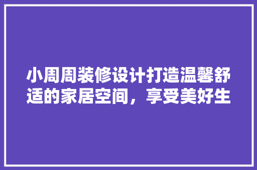 小周周装修设计打造温馨舒适的家居空间，享受美好生活