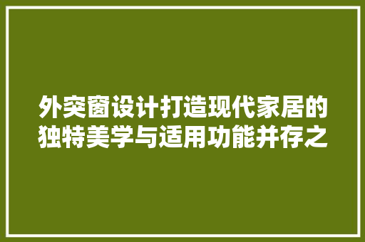 外突窗设计打造现代家居的独特美学与适用功能并存之路
