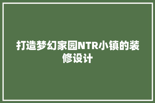 打造梦幻家园NTR小镇的装修设计
