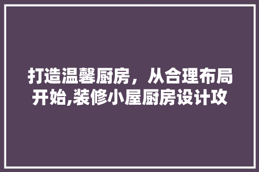 打造温馨厨房，从合理布局开始,装修小屋厨房设计攻略