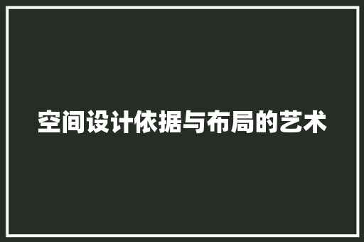 空间设计依据与布局的艺术