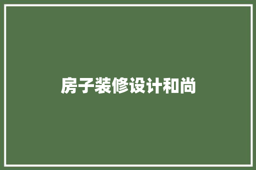 房子装修设计和尚