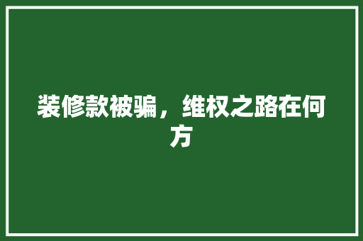 装修款被骗，维权之路在何方